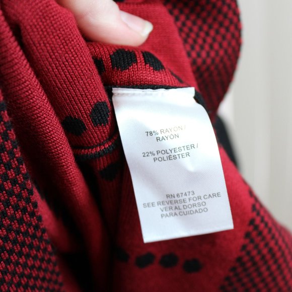 Danny and Nicole Red & Black Polka Dot Stripe Sweater Dress Fit & Flare size 3X - Picture 5 of 5